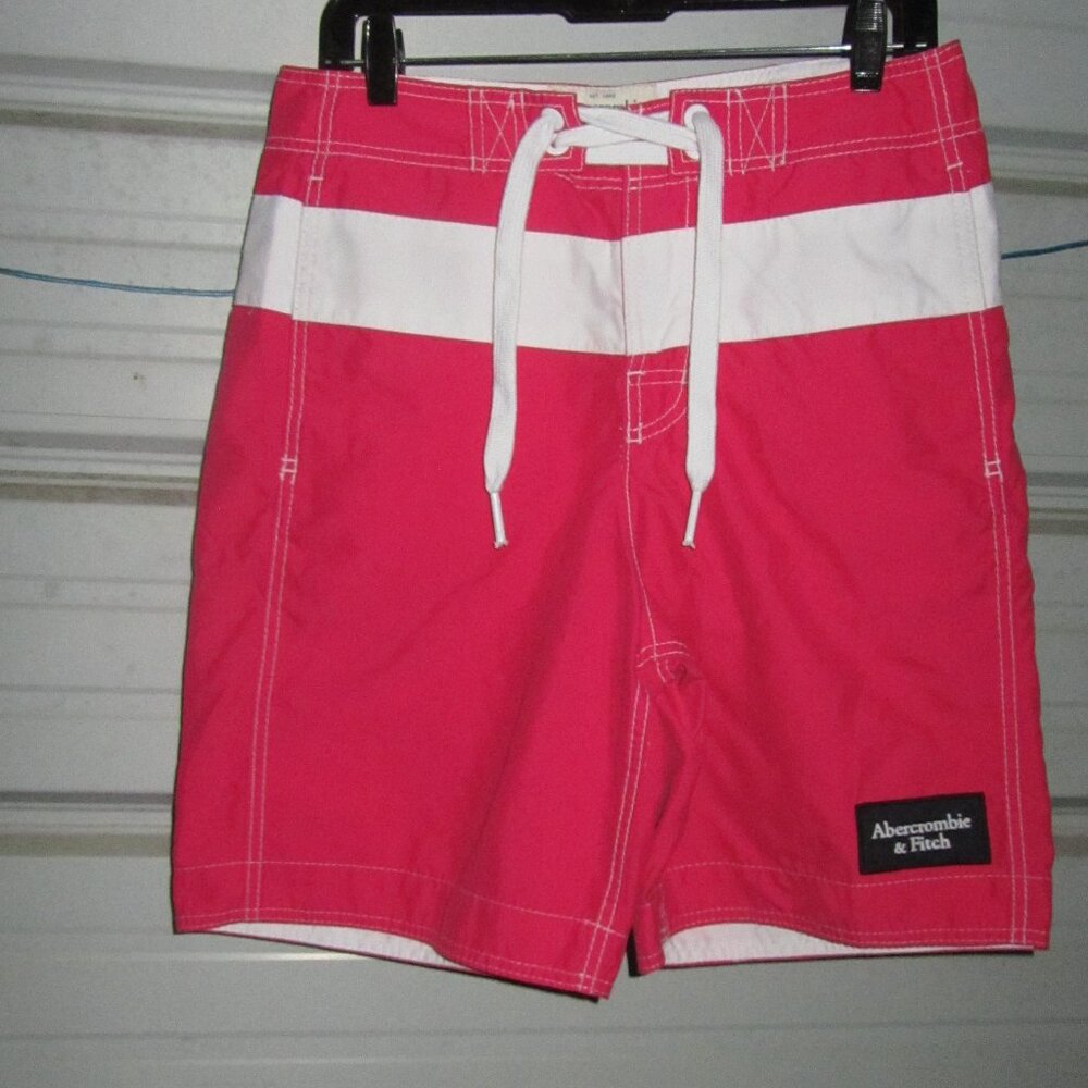 Size Small Abercrombie & Fitch Pink White Board Shorts Swim Trunks mens
